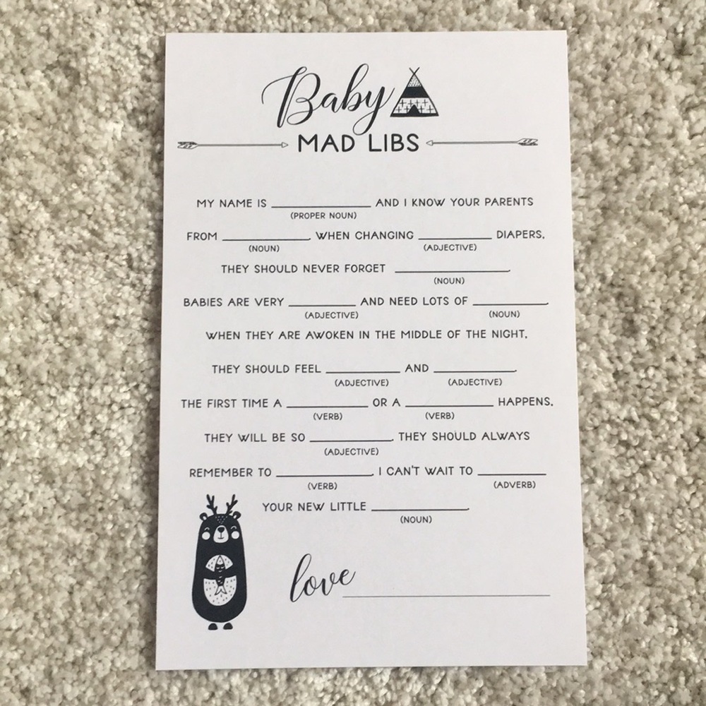 Baby Shower Mad Libs!!